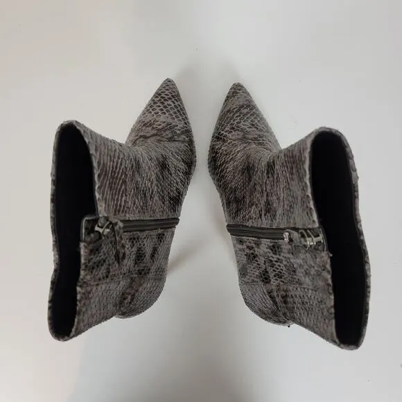 BCBGMaxAzaria Ava Womens Boots Size 8.5 Gray Snakeskin Leather Ankle Booties