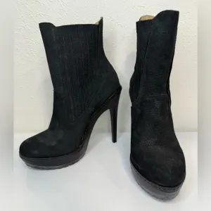 BCBGMAXAZRIA Virginia black suede high heel ankle boots, size 8