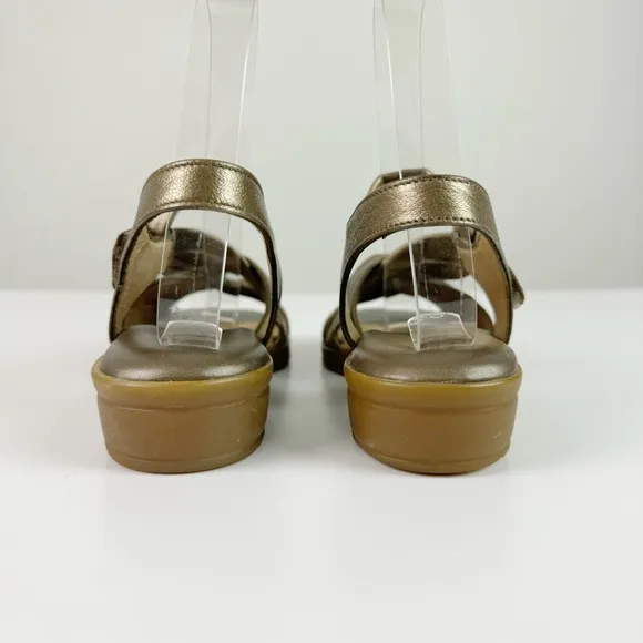 BeautiFeel Venezuela Bronze Leather Comfort Sandals Low Wedge Size 37 US 6 / 6.5