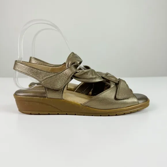 BeautiFeel Venezuela Bronze Leather Comfort Sandals Low Wedge Size 37 US 6 / 6.5