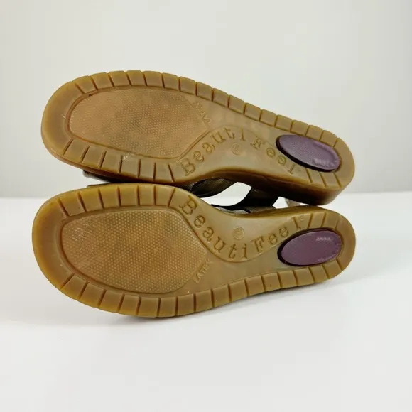 BeautiFeel Venezuela Bronze Leather Comfort Sandals Low Wedge Size 37 US 6 / 6.5