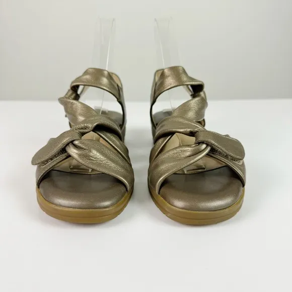 BeautiFeel Venezuela Bronze Leather Comfort Sandals Low Wedge Size 37 US 6 / 6.5