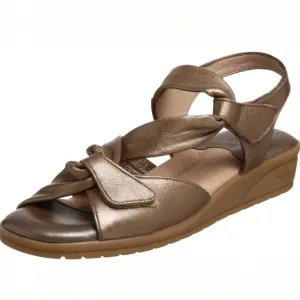 BeautiFeel Venezuela Bronze Leather Comfort Sandals Low Wedge Size 37 US 6 / 6.5