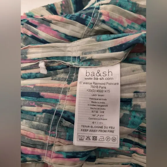 Beautiful Ba&amp;Sh Tigui Skirt Turquoise Blue Pink Sz M Retail $245