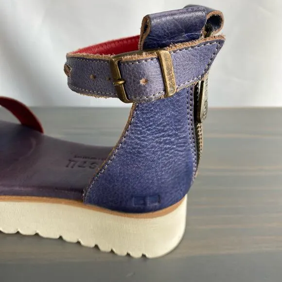 Bed Stu Carroll Platform Leather Sandals Women Size 7 Purple Ankle Strap NEW