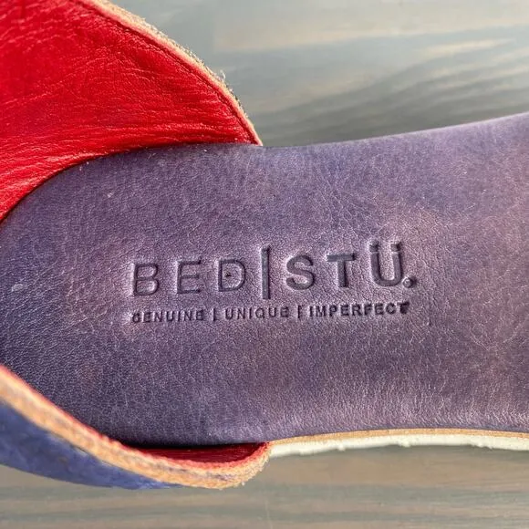 Bed Stu Carroll Platform Leather Sandals Women Size 7 Purple Ankle Strap NEW