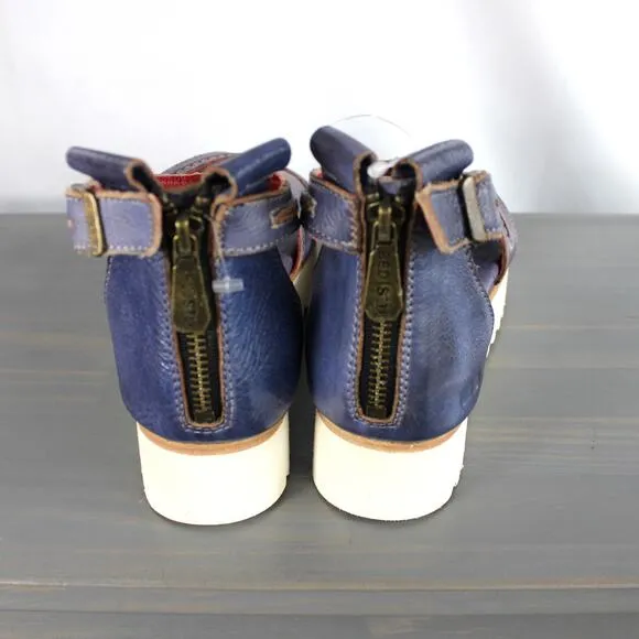 Bed Stu Carroll Platform Leather Sandals Women Size 7 Purple Ankle Strap NEW