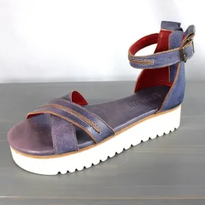 Bed Stu Carroll Platform Leather Sandals Women Size 7 Purple Ankle Strap NEW