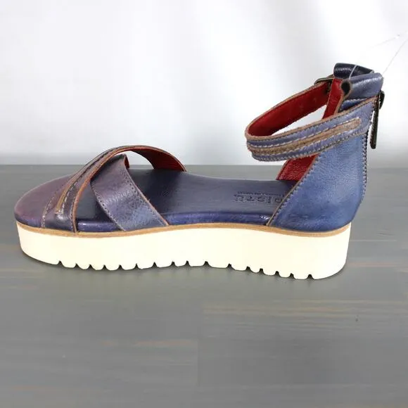 Bed Stu Carroll Platform Leather Sandals Women Size 7 Purple Ankle Strap NEW