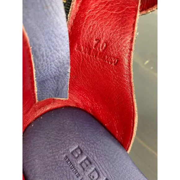 Bed Stu Carroll Platform Leather Sandals Women Size 7 Purple Ankle Strap NEW