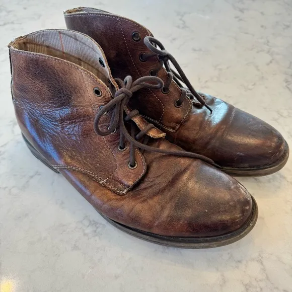 Bed Stu Hoover Distressed Chukka Brown Leather Casual Lace Up Boots. Size 10