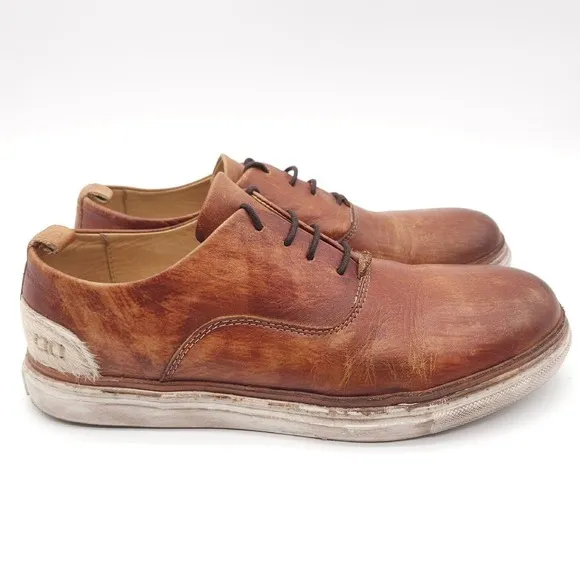Bed Stu Mens 8.5 Holmes Brown Leather Lace Up Shoes Oxford Bench Made Distressed