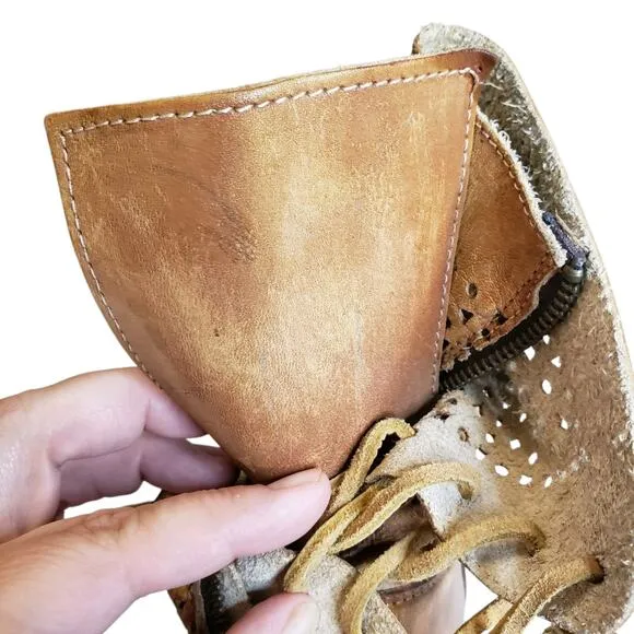 Bed Stu Womens Bridgewater Distressed Leather Tan Ankle Boot Side Zip Size 7