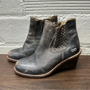 Bed Stu Women's Countess Black Lux Ankle Wedge Boots Size 7.5