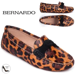 Bernardo Janie Animal Print Leather Loafers Leopard Knotted Ballet Flats Shoes 7