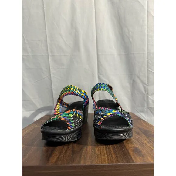 Bernie Mev Wedge Sandals Womens 41 US 10 Rainbow Colorful Fame Woven Comfort