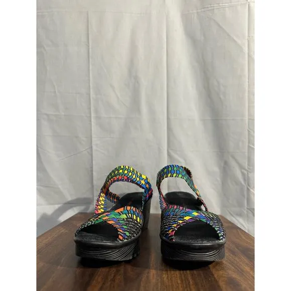 Bernie Mev Wedge Sandals Womens 41 US 10 Rainbow Colorful Fame Woven Comfort