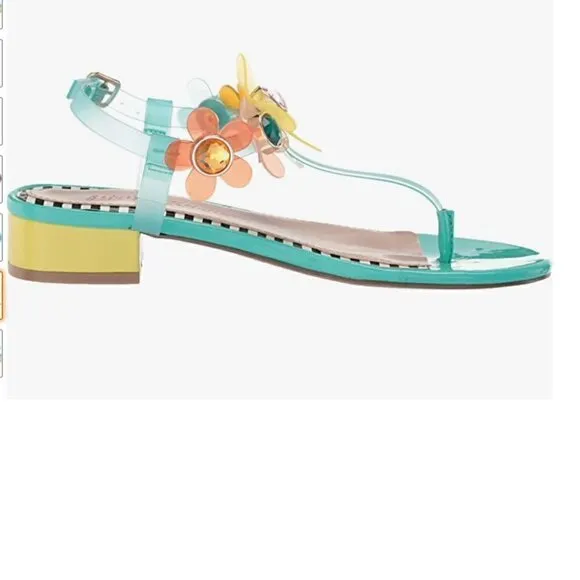 Betsey Johnson Alanni Flower Embellished Flat Sandals NIB 6.5