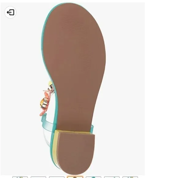 Betsey Johnson Alanni Flower Embellished Flat Sandals NIB 6.5