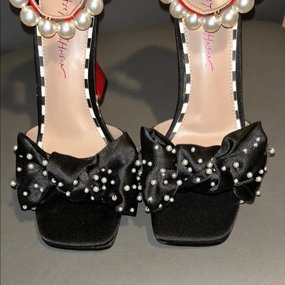 Betsey Johnson Black Pearl-Embellished Women's Heels