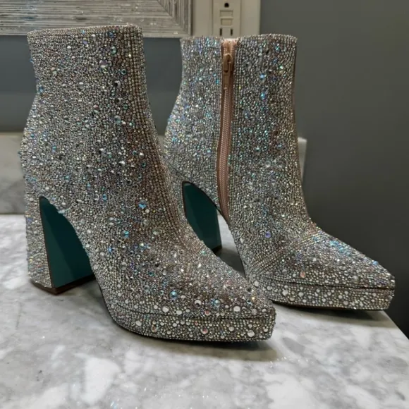 Betsey Johnson Elegant Silver Ankle Boots