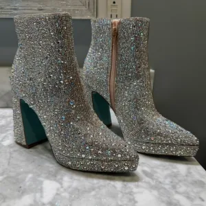 Betsey Johnson Elegant Silver Ankle Boots