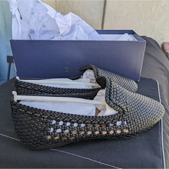 Birdies Starling Handwoven Vegan Loafer Flats Shoes in Black