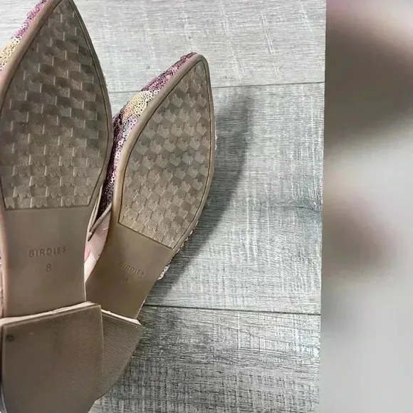 Birdies The Dove Pink Petal Sequin Slides Shoes Flats Size 8