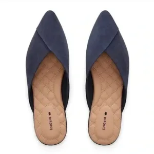 Birdies The Swan In Midnight Suede Flats Slides