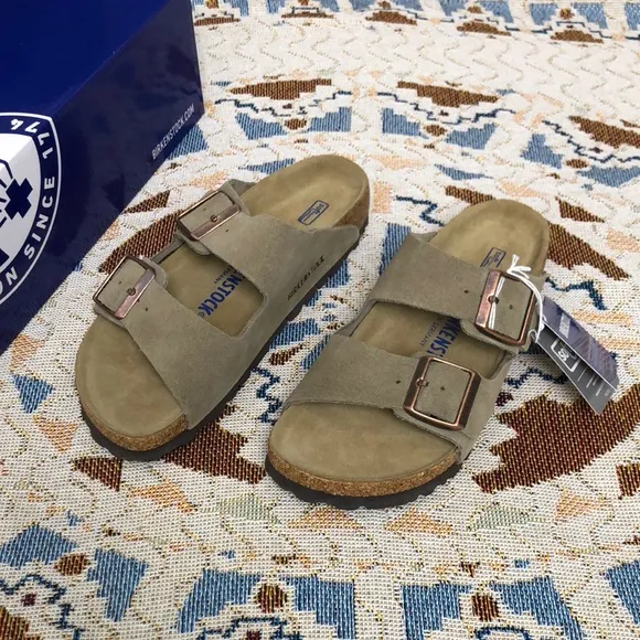 Birkenstock Arizona Taupe Narrow Sandals Two-Strap Design Contoured Footbed