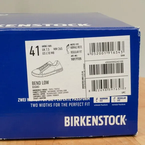 Birkenstock Bend Low Mens Size 8 Shoes Khaki Suede Lace-Up Casual Sneakers NEW
