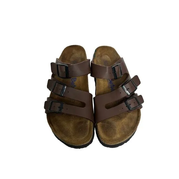 Birkenstock Betula Brown Leather Cork-Footbed Comfort Slip On Sandals Size 36