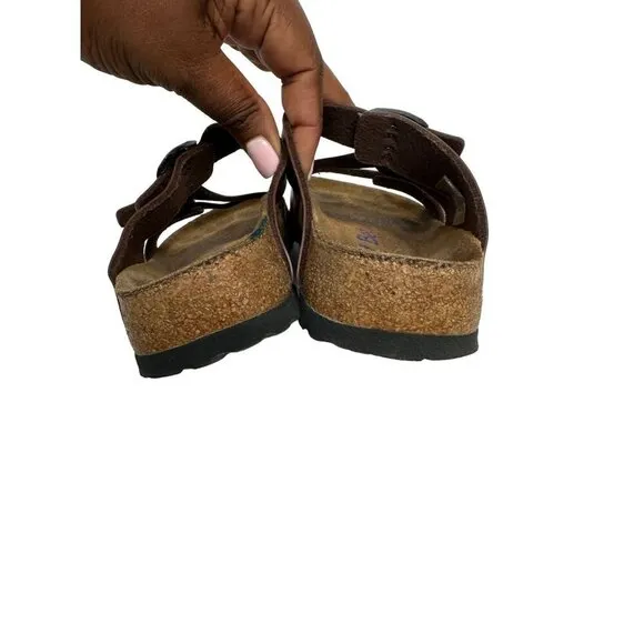 Birkenstock Betula Brown Leather Cork-Footbed Comfort Slip On Sandals Size 36