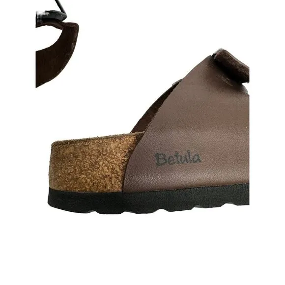 Birkenstock Betula Brown Leather Cork-Footbed Comfort Slip On Sandals Size 36