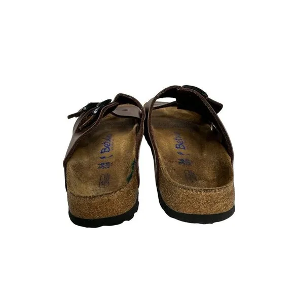 Birkenstock Betula Brown Leather Cork-Footbed Comfort Slip On Sandals Size 36