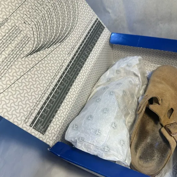 Birkenstock Boston BS Latte Crème Tan Suede Shoes with box size 39 Euro / 8 US