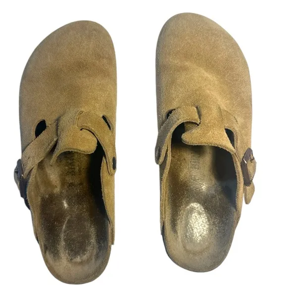 Birkenstock Boston BS Latte Crème Tan Suede Shoes with box size 39 Euro / 8 US