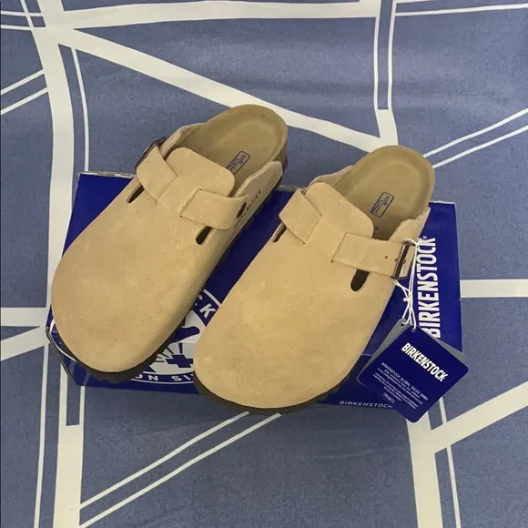 Birkenstock Boston 😘Cream Narrow 😘Mules Contoured Footbed Slip-On