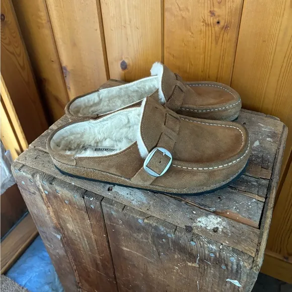 Birkenstock Buckley Shearling and Suede Clogs