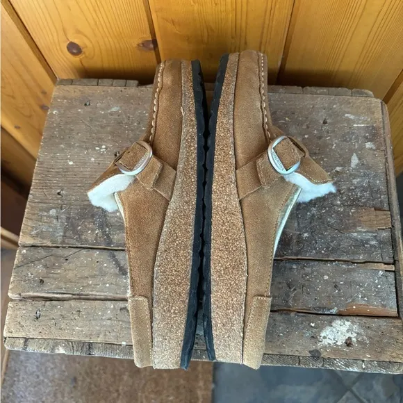 Birkenstock Buckley Shearling and Suede Clogs