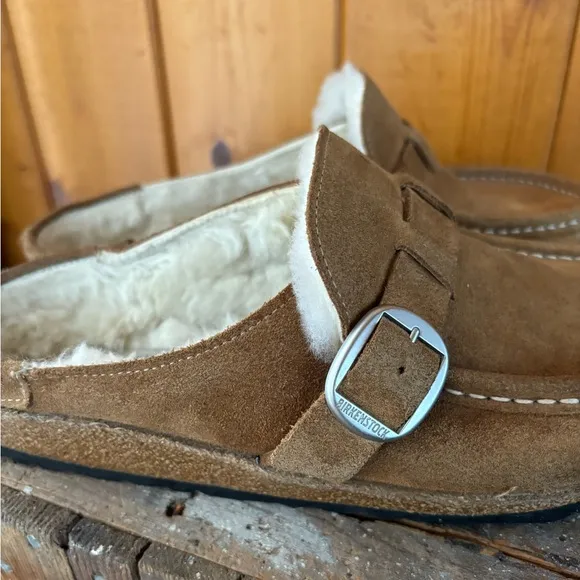 Birkenstock Buckley Shearling and Suede Clogs