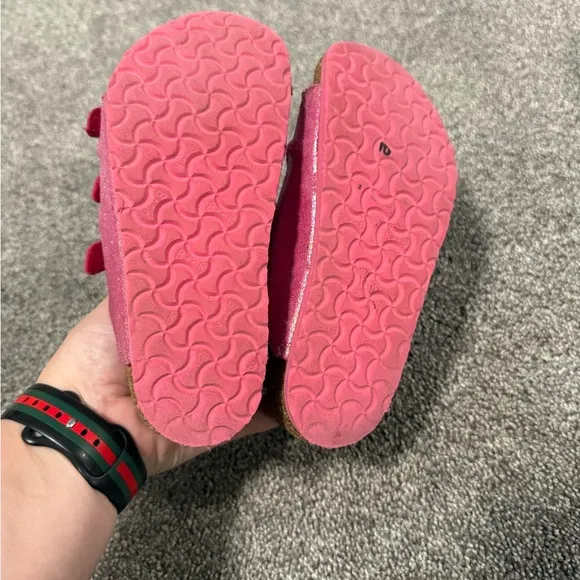 Birkenstock Ciabatte Florida Glitter Pink Triple Strap Sandals Sz 12