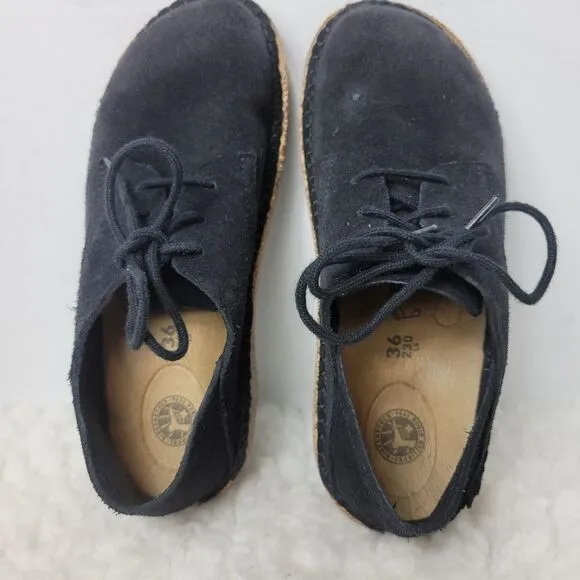Birkenstock  Gary Women's Size 6  Black Suede Leather Oxford Lace Up Shoes
