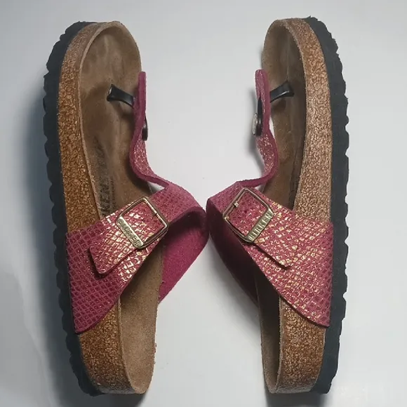 Birkenstock Gizeh Pink And Gold Women's Sandals Size 5-5.5