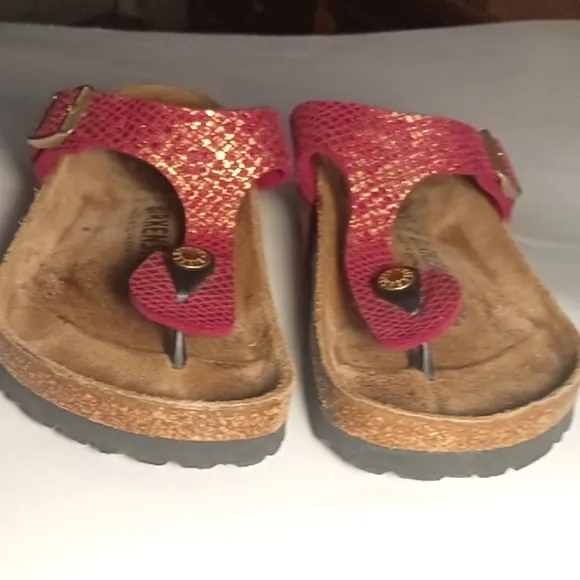 Birkenstock Gizeh Pink And Gold Women's Sandals Size 5-5.5