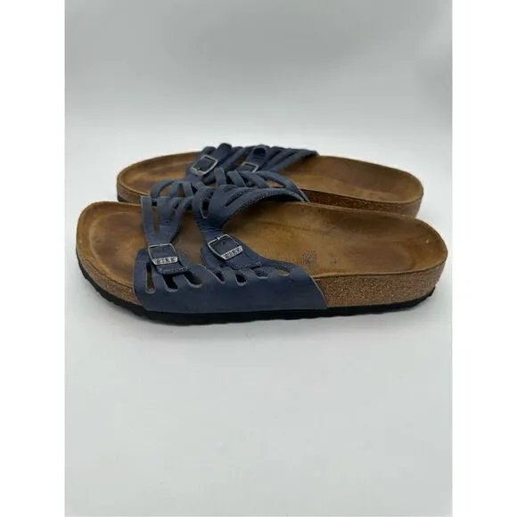 Birkenstock Granada Black Birko Flor Sandals 38 Strappy Comfort