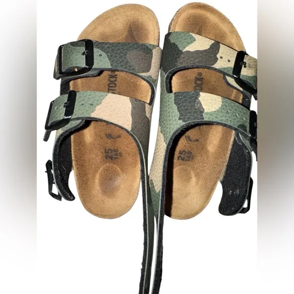 Birkenstock Green and Black Sandals with Adjustable Straps Size 25