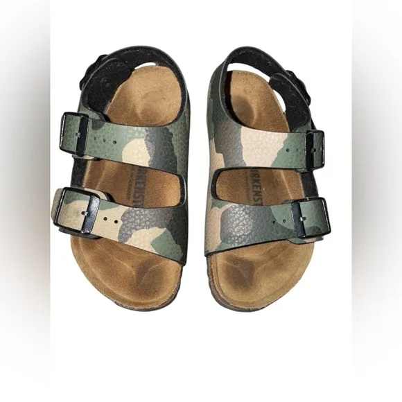 Birkenstock Green and Black Sandals with Adjustable Straps Size 25