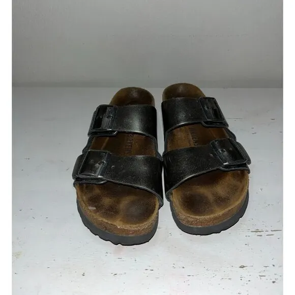 Birkenstock Metallic Leather Sandals With Double Adjustable Straps Womens Size 8