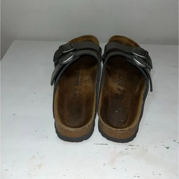 Birkenstock Metallic Leather Sandals With Double Adjustable Straps Womens Size 8